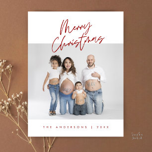 Modern Julhälsning, Glad Jul Familjefoto Vykort