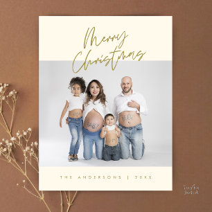 Modern Julhälsning, Glad Jul Familjefoto Vykort