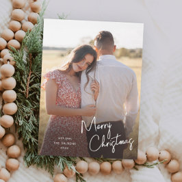 Modern Julhälsning Skript Enkel Foto Julkort