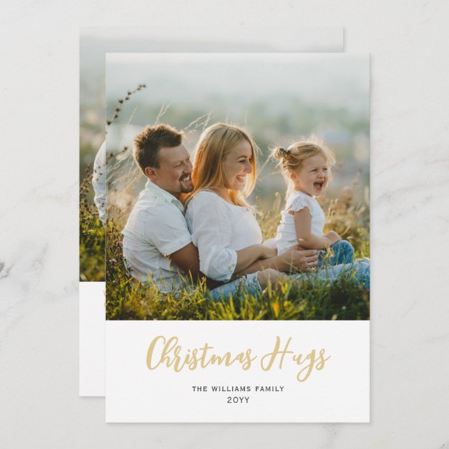 Modern julhälsning Två Foto Platt Julkort (Fram/baksida)