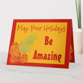 Modern julhälsningskort Guld och Barn Red Kort