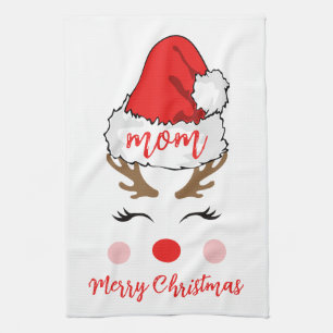 Modern julhatt för renar Merry Christmas Mamma Kökshandduk