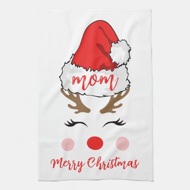 Modern julhatt för renar Merry Christmas Mamma  Kökshandduk (Vertikal)