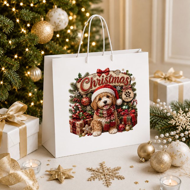 Modern julhund snöflinga presentpåse (Modern Christmas Dog Snowflake Holiday Gift Bag

)
