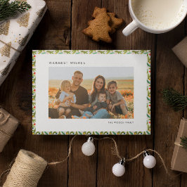 Modern Julig Festlig Mönster Familjefoto Julkort