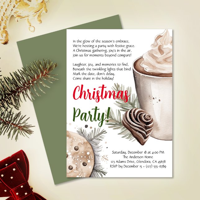 Modern julinbjudan till Dikt Helgdag Party Meddelande (Elevate your upcoming event with this cozy Christmas invitation and heartwarming poem!)