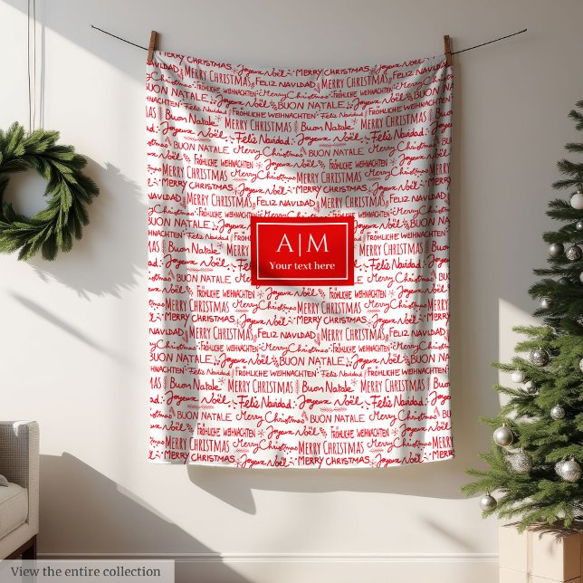 Modern julklapp till henne fleecefilt (Modern festive Christmas lettering gift for her Fleece Blanket)