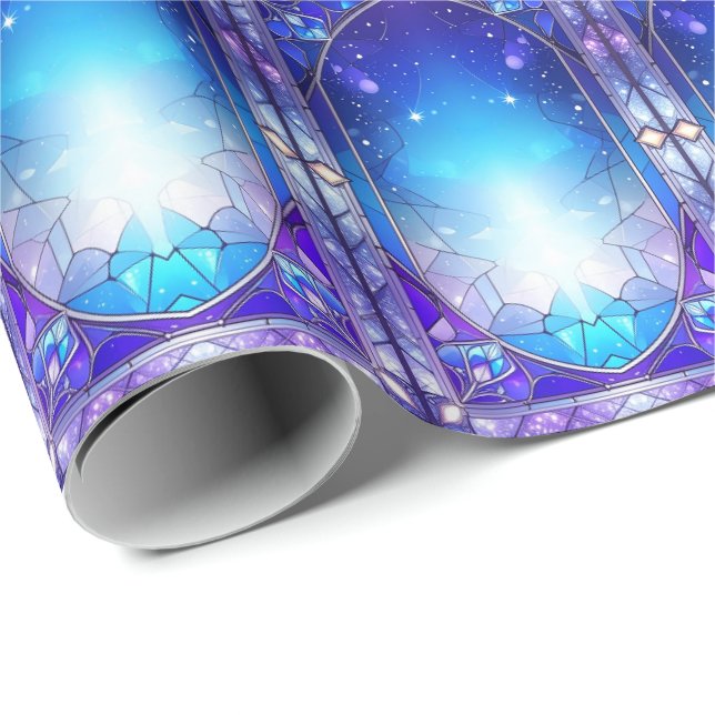 Modern julklappspapper med glasmålning presentpapper (Rullad Hörn)