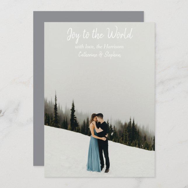 Modern julkort för enkel vit typografi (Fram/baksida)