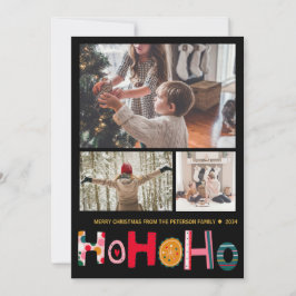 Modern julkort Hälsning 3-foto-Helgdag