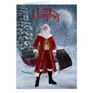 Modern julkort i Santa och Sleigh Hälsningskort