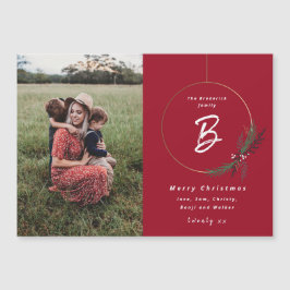 Modern Julkort med Monogramkrans och Foto
