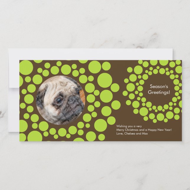 Modern julkrans Fotokortet Chocolate Brown Julkort (Framsida)