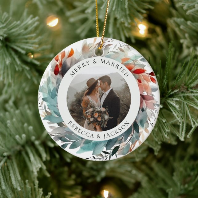 Modern julkrans | Gift med och mumifoto Julgransprydnad Keramik (Träd)