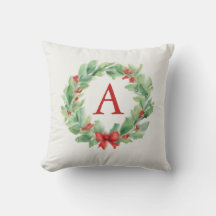 Modern julkrans vattenfärg monogram