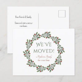 Modern julkrans Vi har Flyttat Meddelande Vykort