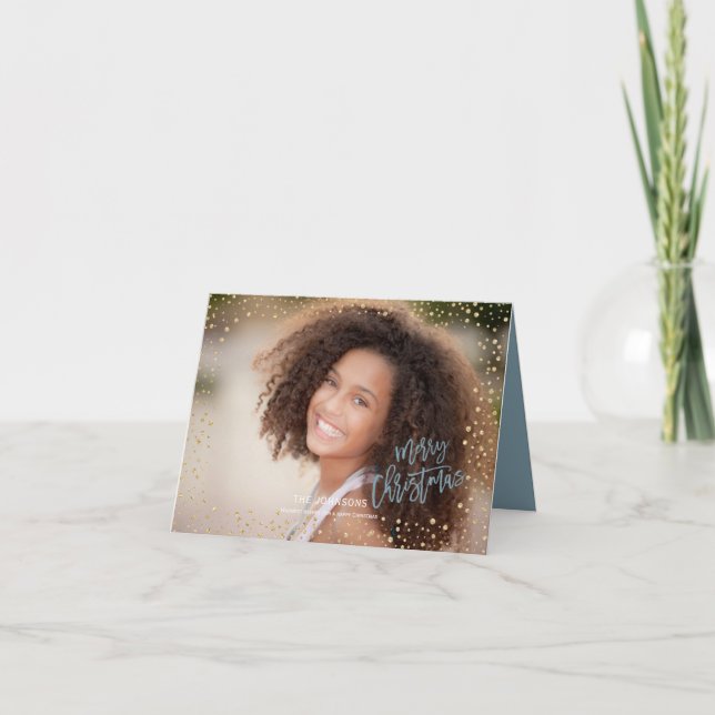 Modern jullag Guld och Grått-blått papper Helgkort (Framsida)