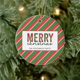 Modern julleopard Skriv ut Red Grönt Rand Julgransprydnad Keramik