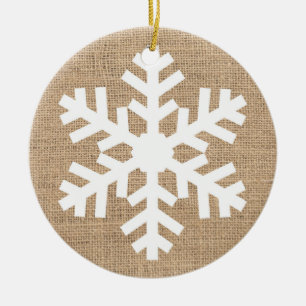 Modern julljul Snowflake Rustic Burlap Julgransprydnad Keramik