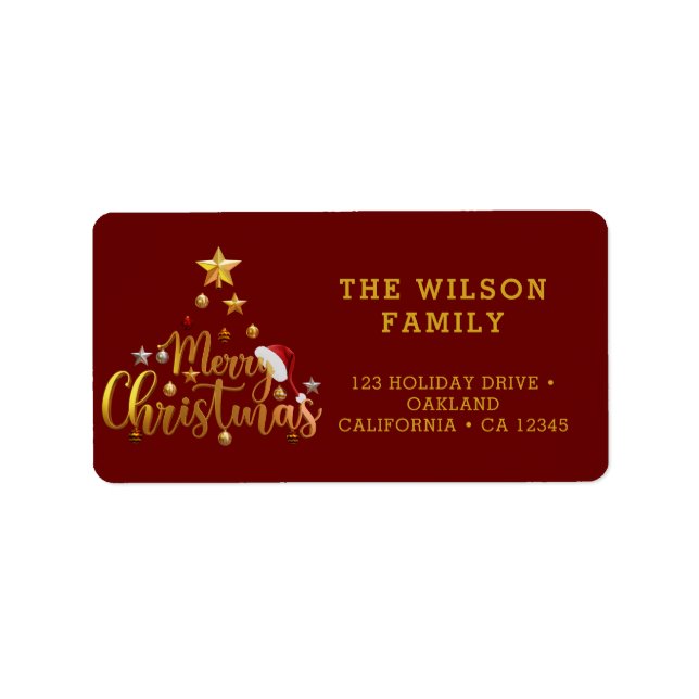 Modern julljusröd etikett adressetikett (Framsidan)