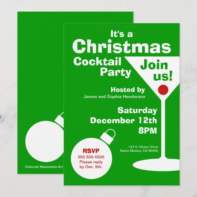 Modern julpartyinbjudan inbjudningar (Fram/baksida)