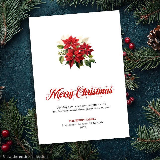 Modern julpoinsettia redigerbar julkort (Modern Christmas Poinsettia Editable Greeting Card

)