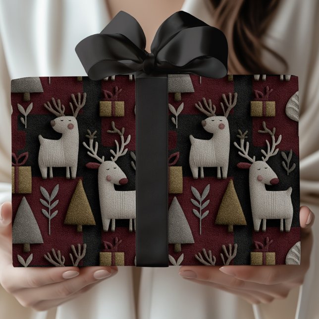 Modern julrenar Red och Guld Mönster Presentpapper (Skapare uppladdad)
