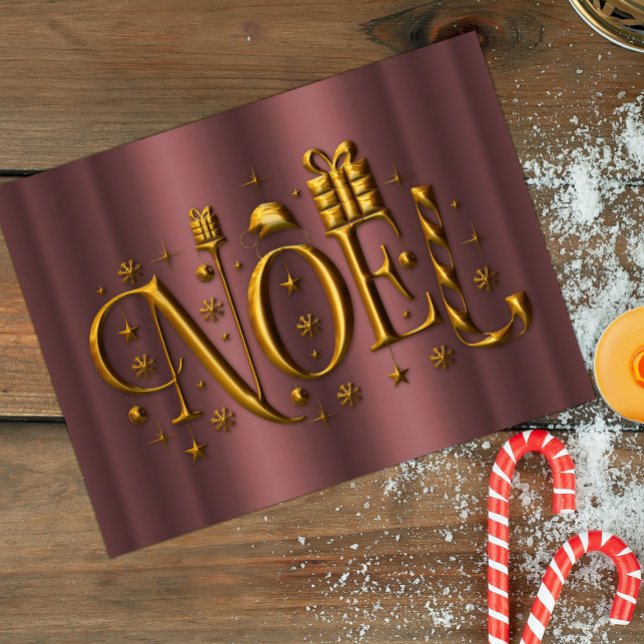 Modern julros Guld Noak (Noel) Helg Vykort (Skapare uppladdad)