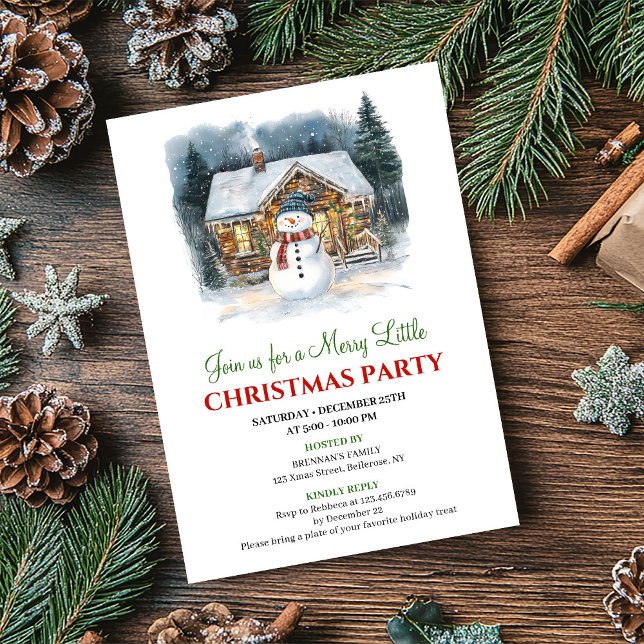 Modern Julscen Vattenfärg Julinbjudan Inbjudningar (Modern Holiday Scene Watercolor Christmas Invite)