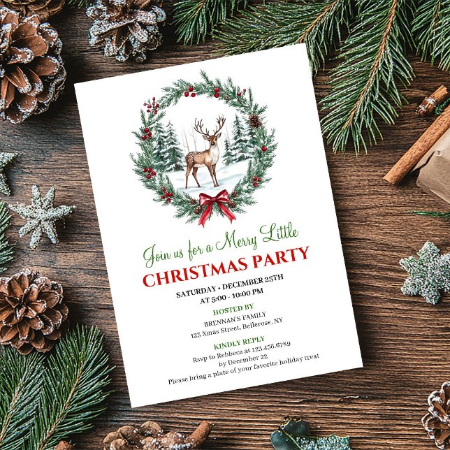 Modern julscen Vattenfärgssemesterinbjudan Inbjudningar (Modern Christmas Scene Watercolor Holiday Invite)