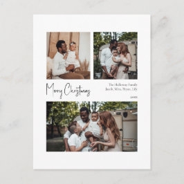 Modern julskript centrerad trefoto helg vykort