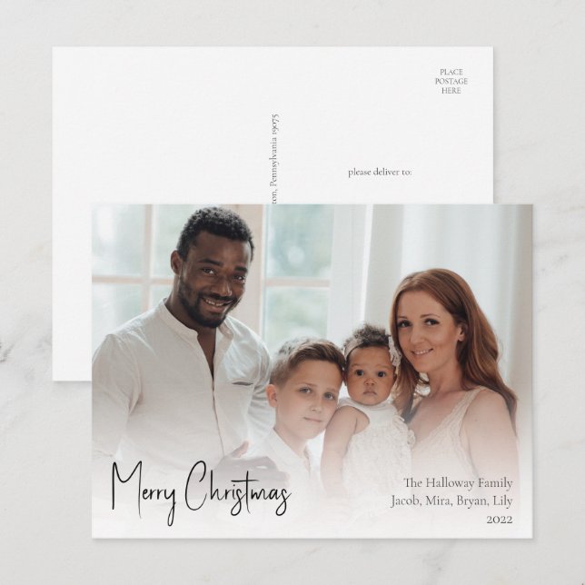 Modern julskript, Fullt Photo Helg Vykort (Fram/baksida)