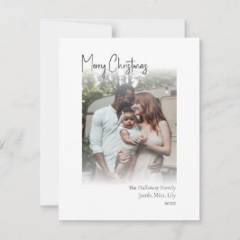 Modern julskript, Lodrät Faded Photo Holid Julkort