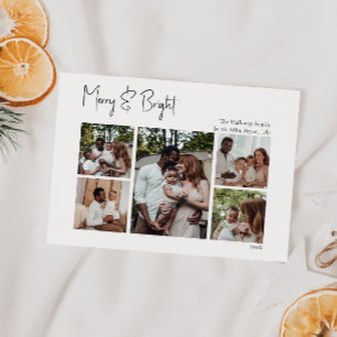 Modern Julskript - merry och lätt femfoto Julkort