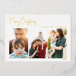 Modern julskript, tre foto | Gold Foil Ho