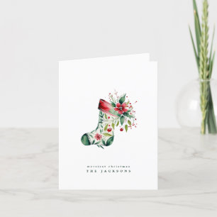Modern julstart för Blommigt Foto Helgkort