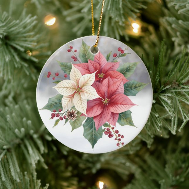 Modern julstjärna rosa och vit juldekoration (Träd)