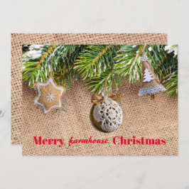 Modern jultomte Rustic Burlap Ornament Julkort