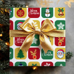 Modern jultomten Träd-prydnadsföremål Snögubbe Presentpapper<br><div class="desc">Modern jultomten Träd Ornaments Snögubbe Wrapping Papper</div>