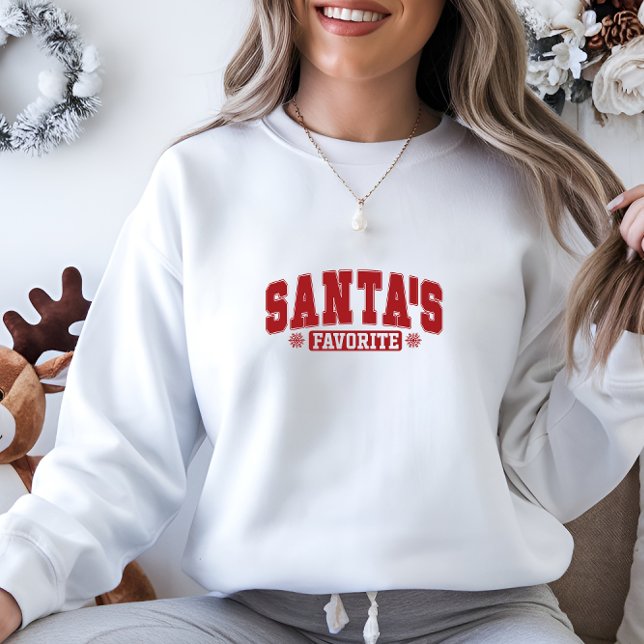 Modern jultomtens favoritutskrift t shirt (Modern Christmas Red Santa's Favorite Print Sweatshirt)
