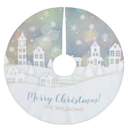 Modern julvinter Wonderland Julgransmatta Borstad Polyester