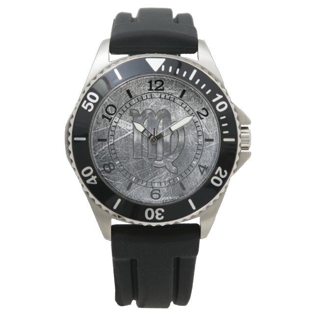 Modern Jungfrun Zodiak Stjärntecken Grunge Distres Armbandsur (Framsida)