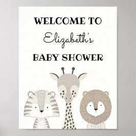 Modern Jungle Safari Baby Shower Vild en födelseda Poster
