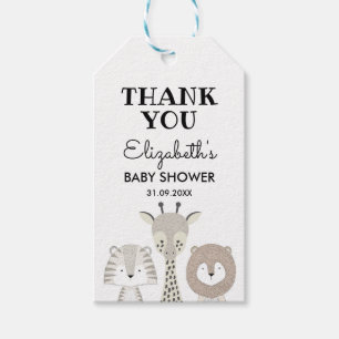 Modern Jungle Safari Baby Shower Vild en födelseda Presentetikett