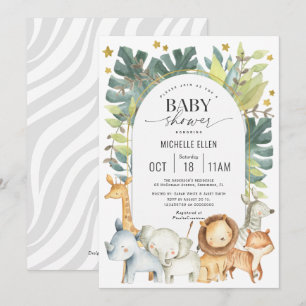 Modern Jungle Safari Theter Baby Shower Inbjudningar