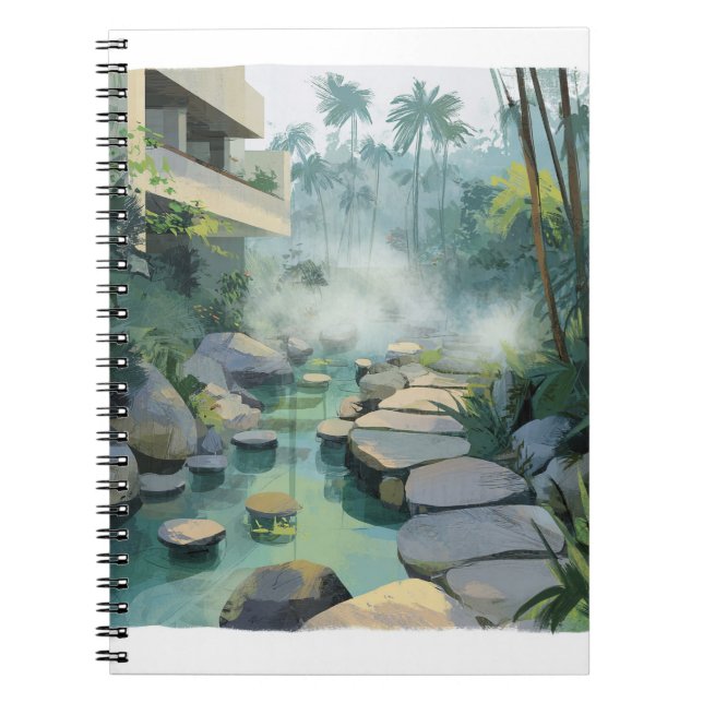 Modern Jungle Spa Stepping Stones Art bärbar dator Anteckningsbok (Framsidan)
