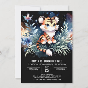 Modern Jungle Tiger Birthday Inbjudningar