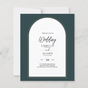 Modern JUNIPER Grönt Guld Wedding INVITE QR-kod