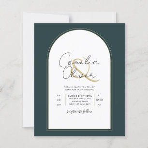 Modern JUNIPER Grönt Guld Wedding INVITE QR-kod