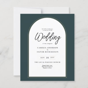 Modern JUNIPER Grönt Guld Wedding INVITE QR-kod